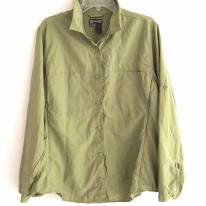 REI | Button Front Light Jacket Womens Size XXL Green Collar Long Sleeves